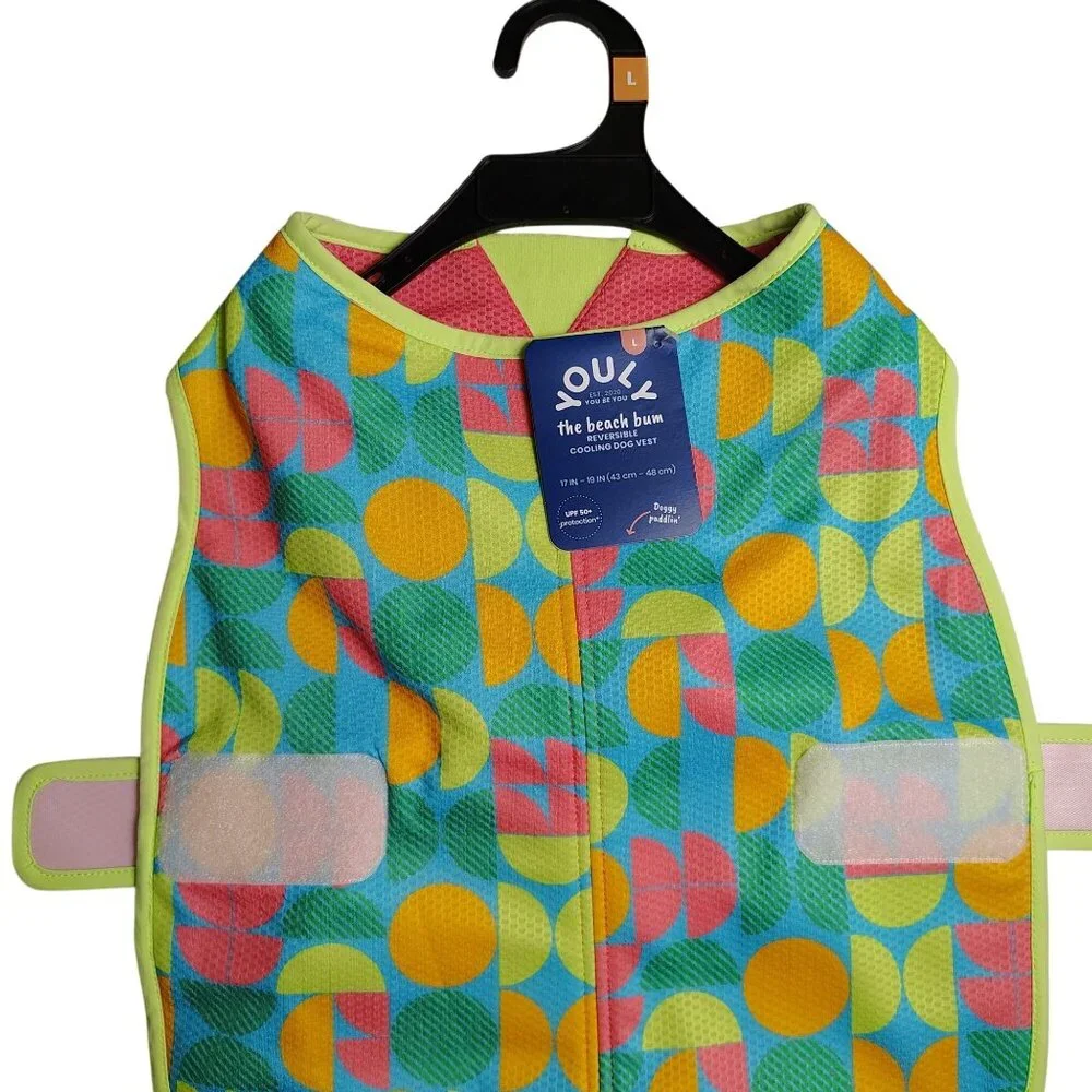 Youly The Beach Bum Dog Large Reversible Cooling Vest With UPF 50+ Protection